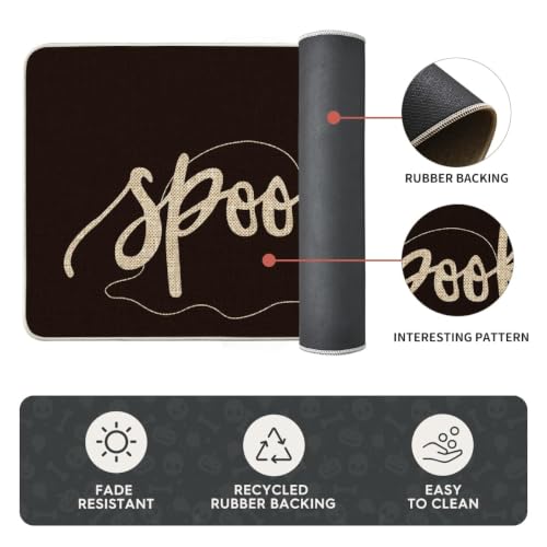 Halloween Spider Web Ghost Kitchen Mats Set of 2 - 17x29 & 17x47 Inch Black