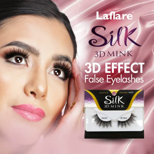 Laflare 3D Silk Mink False Eyelashes Cat Eyes Wispy Fluffy Multi-Layered SM10