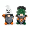 Halloween Gnome Decorations Set - Resin Ghost & Frankenstein Figures, 4-Inch Miniature