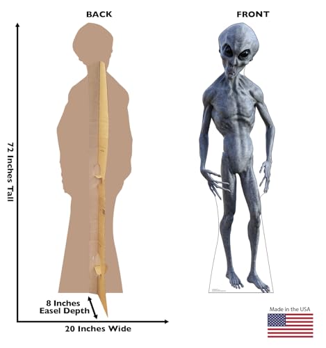 Cardboard People Black Eyed Alien Cardboard Cutout - 72 Inch Life-Size Standee with Assembly