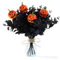 Black Halloween Artificial Flowers and Pumpkin Decor Set - Spooky Indoor Centerpieces - Variation: Black-Pumpkin
