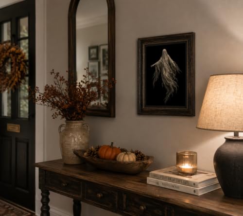 Halloween Ghost Canvas Wall Art - Tattered Lace Wraith Ghost, 10"x8"