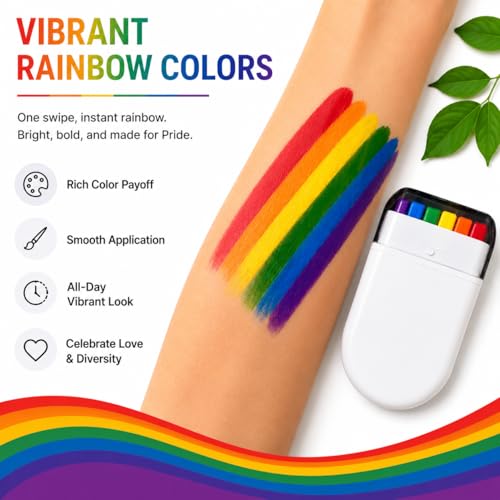 White LGBTQIA Pride Face Paint Stick - Rainbow Face Makeup for Pride & Festivals