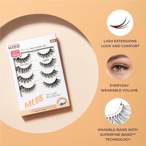 False Eyelashes 4 Pairs, Wispy Natural Look, Reusable, Ultra Thin Band – My Lash But Better