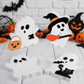 Halloween Wooden Decor Set - Ghost and Pumpkin Signs, Ghost C Variation, Indoor Fall & Holiday Table Decorations
