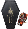 Coffin-Shaped Halloween Serving Dish Tray - Skeleton Engraved Wood Platter - Gothic Decor & Party Serveware