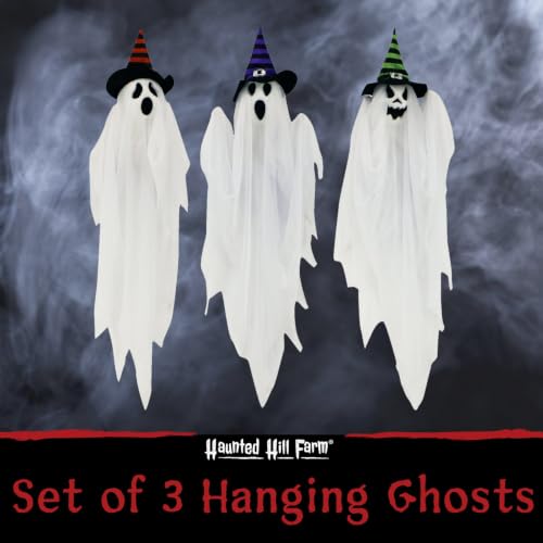 26-Inch Hanging Ghosts Halloween Animatronic - Haunted Hill Farm Spooky Ghost Trio
