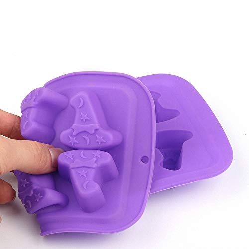 Halloween Silicone Candy Molds Set - Bat, Pumpkin, Witch Hat, Ghost, Skull