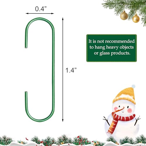 100 Pack Green Christmas Ornament Hooks - Metal Holiday Tree & Wreath Hangers