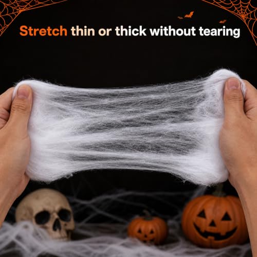 1200 Sqft Stretchy Halloween Spider Web Decoration Set with 120 Fake Spiders