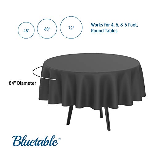 Round Black Disposable Plastic Tablecloths - 84 Inch, 12 Pack, for 4-6 Foot Tables - Variation: 84" / Black