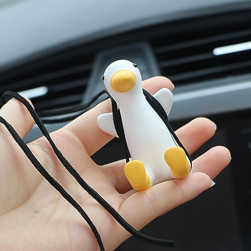 Cool Duck Swing Car Pendant - Cute Animal Rearview Mirror Ornament, Car Interior Decor