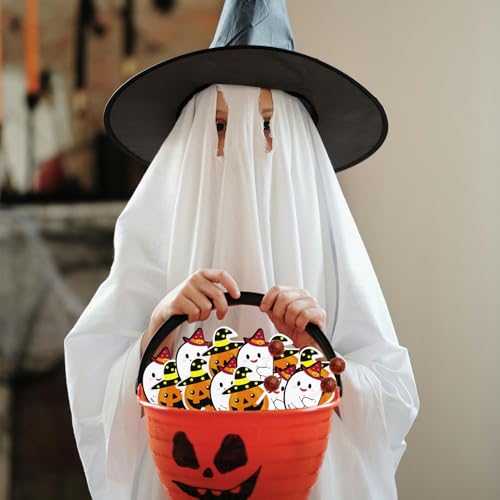 Halloween Lollipop & Candy Holder Cards - 100 Pack with Pumpkin & Ghost Designs