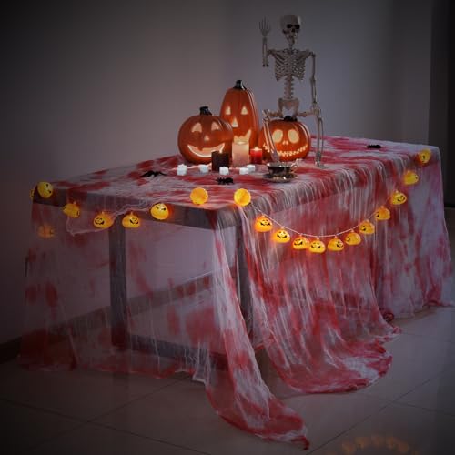 Halloween Creepy Cloth Spooky Cheese Cloth Tapestry for Party Decorations, Black & White 48x240 in.