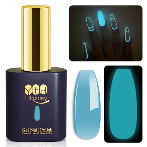 Glow in The Dark Nail Polish - Sheer Light Blue UV Gel Lacquer, 15ml, Variation YG01
