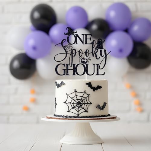 Halloween & First Birthday Spooky Ghoul Cake Topper - Glitter Ghost Decor, 6 Inch