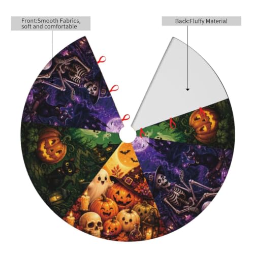 Halloween Skull Cat Christmas Tree Skirt 48 Inch Fall & Winter Holiday Decor - Variation of THIS Listing