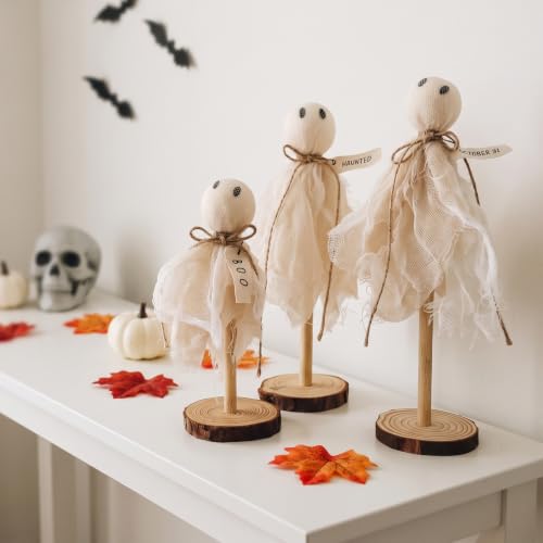 Halloween Ghost Table Centerpiece Decorations Set - Primitive Wooden Halloween Decor