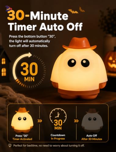 Halloween Ghost Night Light Dimmable Ghost Lamp for Spooky Decor - Yellow Variation
