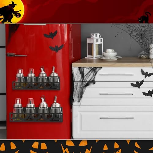 Beeveer Magnetic Spice Rack for Refrigerator - Bat/Black, 2 Pack