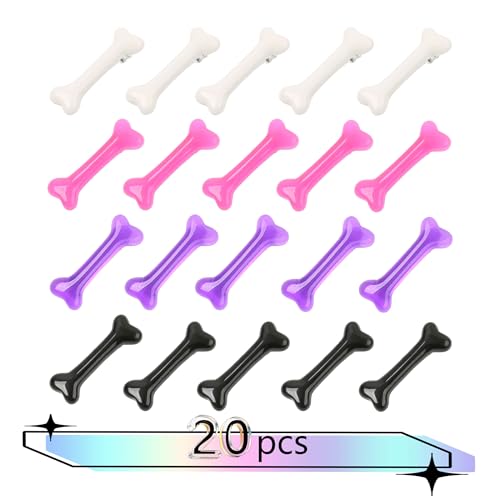 Bone Hair Clips 20 Pack - Skeleton Hairpins for Goth Halloween Accessories