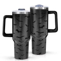 40oz Halloween Bat Print Stainless Steel Travel Mug with Handle & Straw