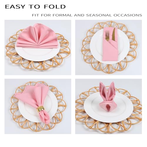 Pink Cloth Napkins Set of 8 - 18x18 Inch Microfiber Dinner Party Tableware