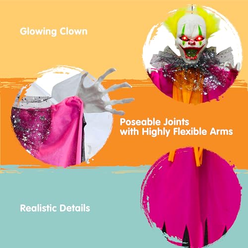 Halloween Clown Decorations Set - Creepy Ghosts with Light-Up Eyes, Outdoor Haunted House Props