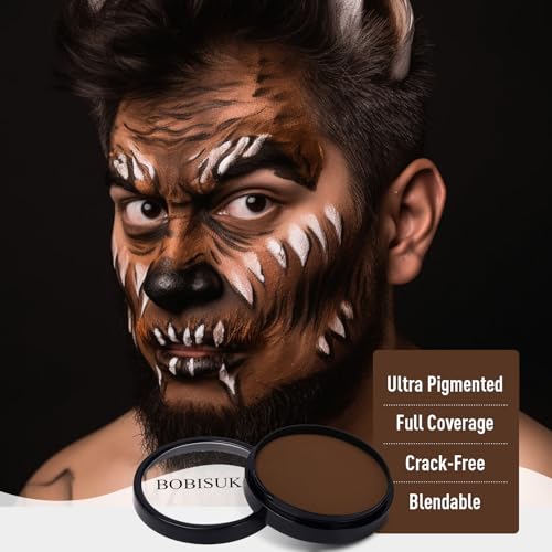 Brown Face & Body Paint Kit for Halloween Werewolf Costume - Water-Based, Non-Toxic