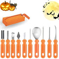 Pumpkin Carving Kit with 10 Heavy Duty Stainless Steel Tools & Carrying Case - Halloween Decoration