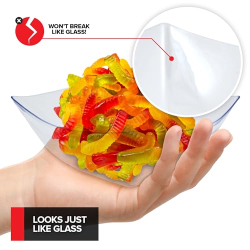4 Pack 16oz Clear Plastic Square Serving Bowls - Disposable Snack & Salad Dishes