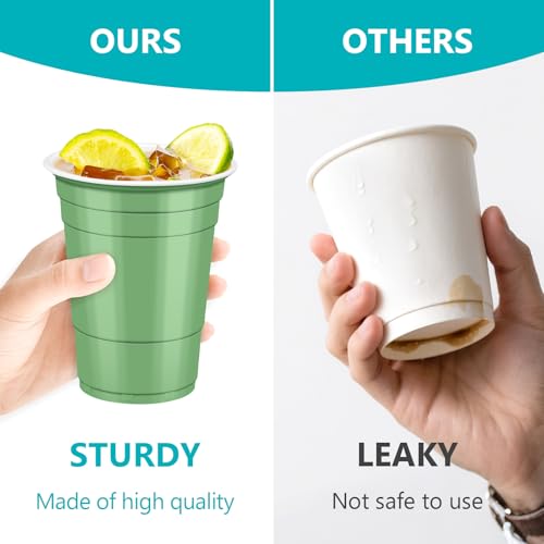 Sage Green Plastic Cups - 16 oz Disposable Party Cups, 50 Pack