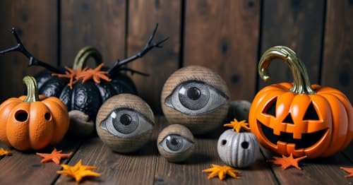 Halloween Eyeball Decorations - 9 Pc Spooky Foam Orbs for Party & Home Decor