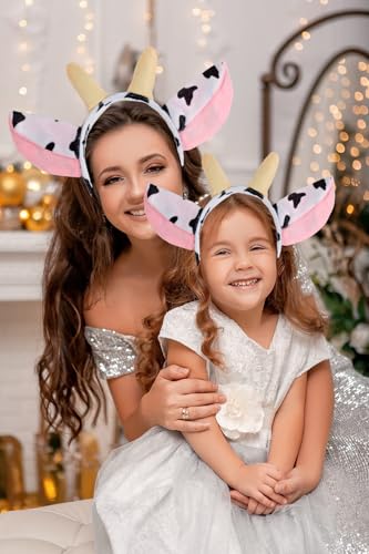 12 Pcs Cow Ears Headband Set - Cute Animal Hair Accessories for Kids & Cosplay