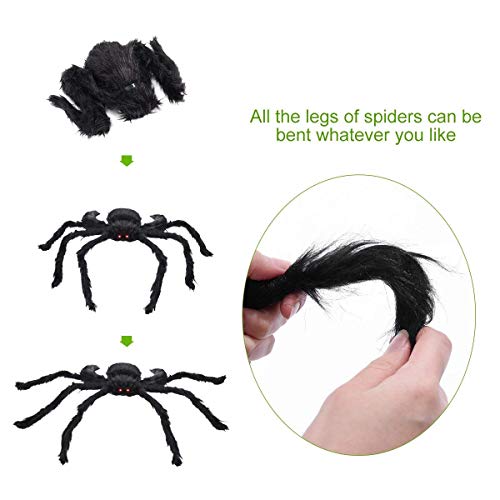 Giant Halloween Spider Decoration with LED Eyes - 3.3 FT Plush Creepy Outdoor Prop