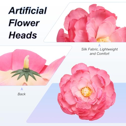 Artificial Peony Flower Heads 10-Pack - Silk Faux Flowers for Wedding & DIY Decor