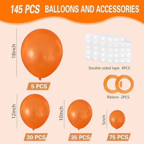 Orange Balloons 145pcs Set for Party Decorations - Balloon Arch & Garland Kit