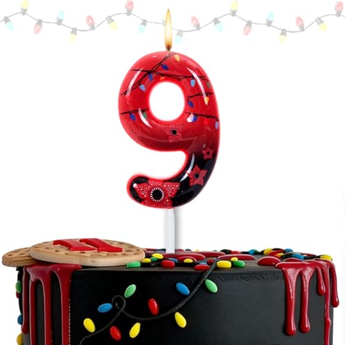 Number 9 Birthday Cake Candle Topper - Retro Mystic Design, Small & Exquisite