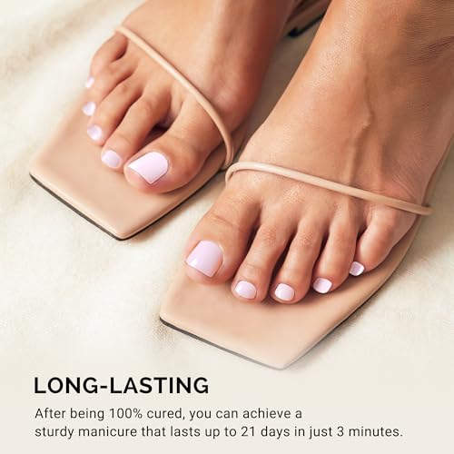 Semi Cured Gel Toe Nail Strips Nude Pink - 32Pcs for UV/LED Pedicure