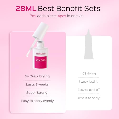 Super Strong Nail Glue for Press Ons & Tips - 4 Tubes, Salon Quality, Long Lasting