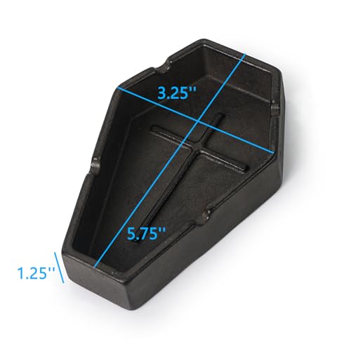 Heavy Metal Ashtray - Gothic Coffin Design, Small Portable Cigarette Tray, Halloween Decor