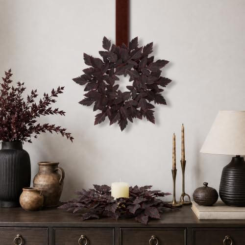 Mini Fall Wreaths with Cimicifuga Leaves - 2 Pack for Kitchen Decor - Variation of Cimicifuga Leaf