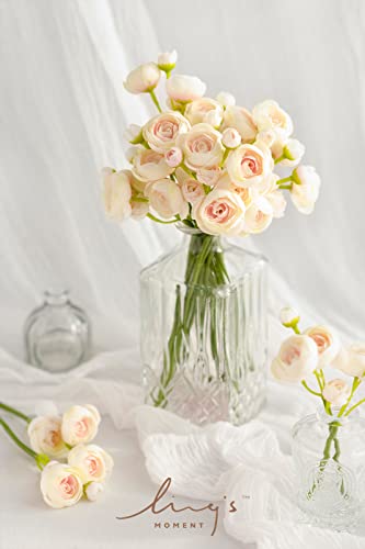 Artificial Ranunculus Flowers Peony Wht Pink Shade 18pcs Home Decor