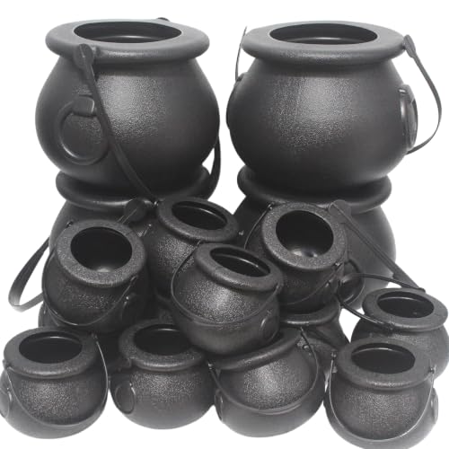 16-Pack Halloween Cauldrons & Treat Buckets - Plastic Candy & Party Favors