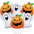 Orange Halloween Balloons Set - Ghost & Pumpkin Inflatable Party Decorations, 6 Pieces