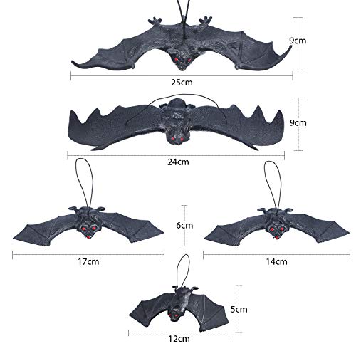 Halloween Hanging Bat Decorations - Realistic Rubber Bat Set for Party & Spooky Decor