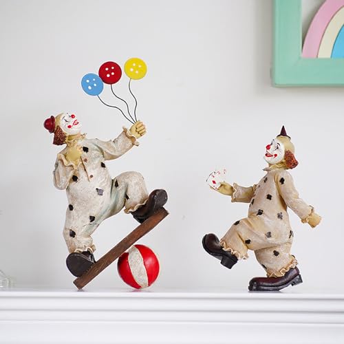 Small Circus Clown Resin Sculpture for Halloween Home Decor - 9 Inch