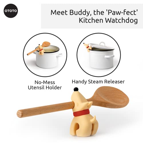 Buddy Sandstone Paw Dog Spoon Rest - Cute Kitchen Utensil Holder - Cooking Gadget