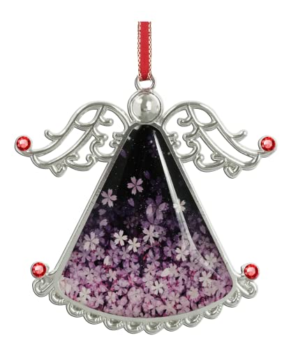 Angel Christmas Tree Ornament - Cherry Blossom Flower Glass Hanging Decoration