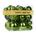 Assorted Lime Green Christmas Ornaments Set of 36 - Shatterproof Holiday Decorations